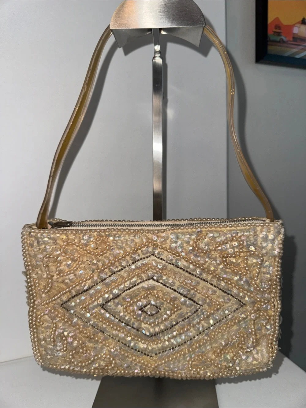 Vintage David's Import Beaded & Sequined Evening Clutch